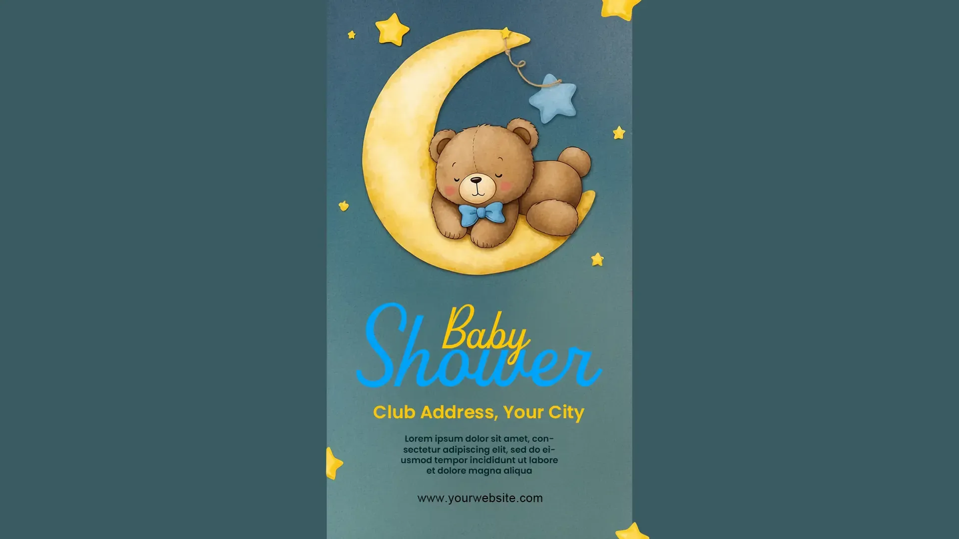 Celestial Teddy Bear Baby Shower Invite Instagram Story image